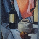 Drape and Wine Bottle